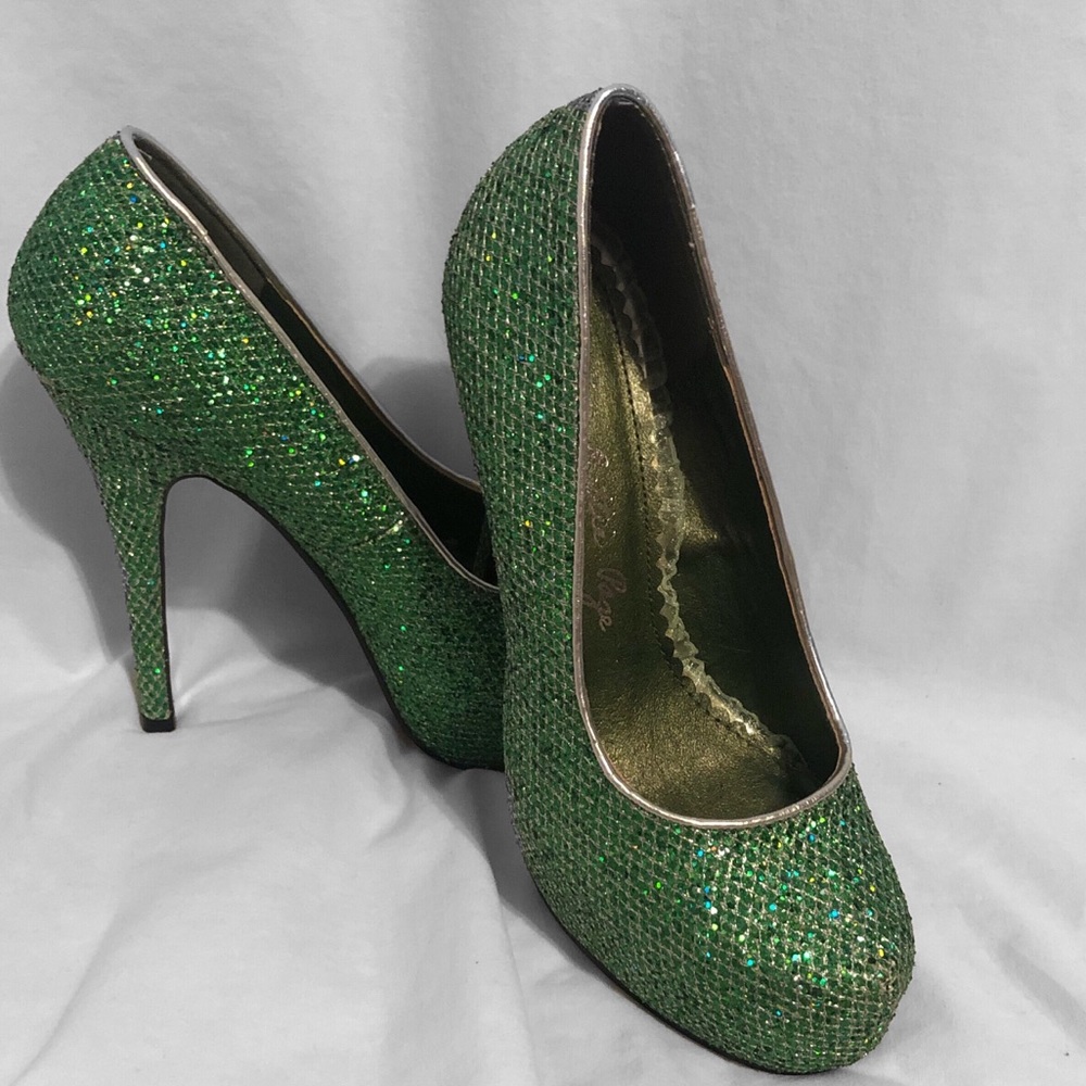 Bettie Page Sparkly Green Heels